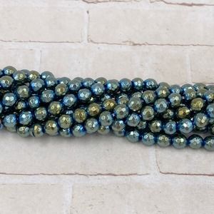 Green Faceted Hematite Bead Round 6mm Strand Jewelry Making Supplies